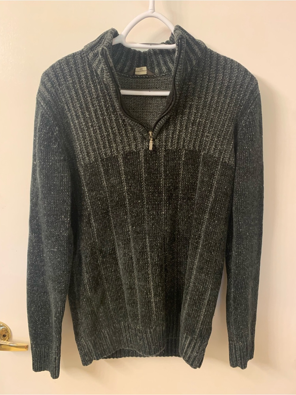 Men's Denver Hayes Half-Zip Ribbed Knit Sweater - Charcoal Gray